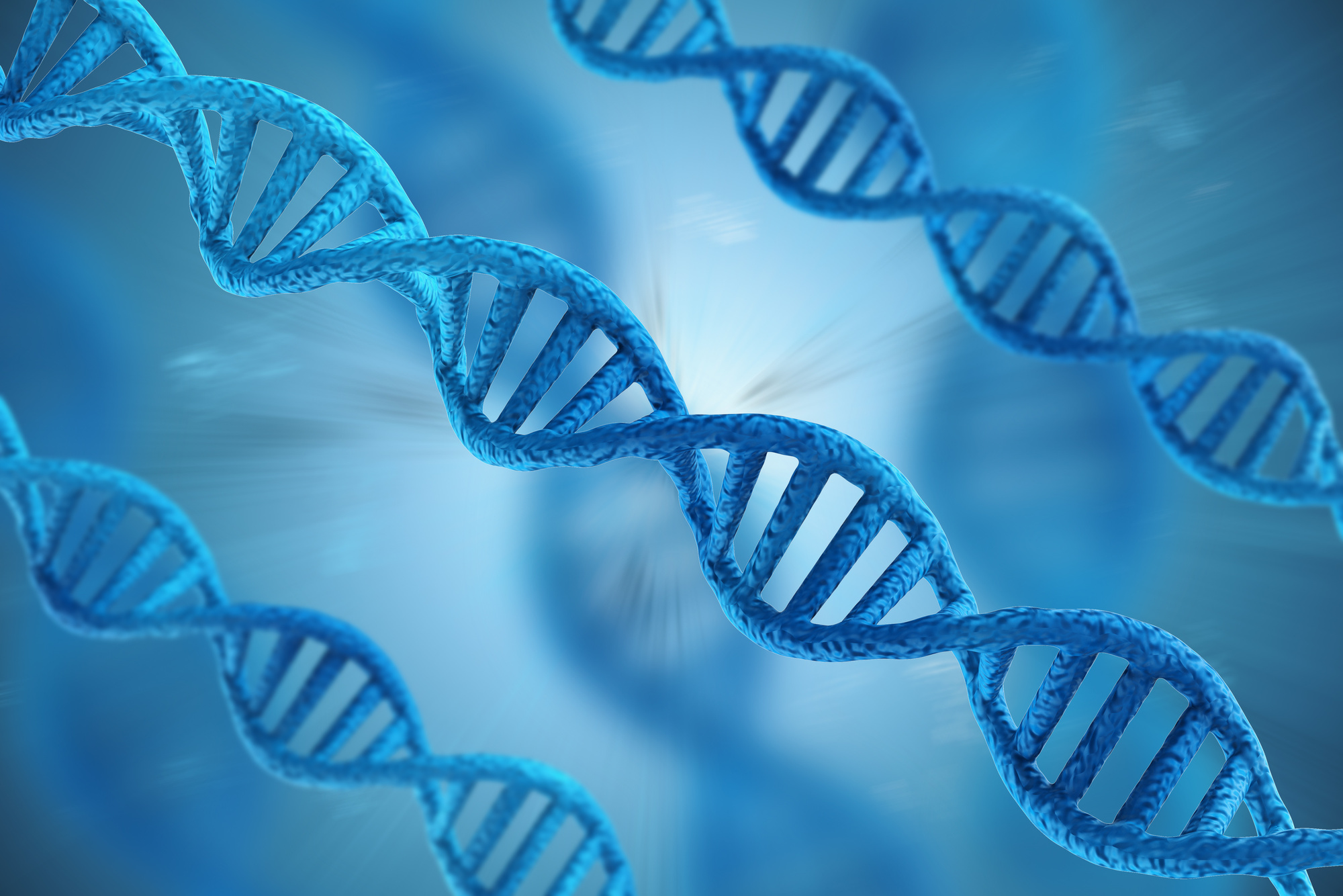 blue dna structures on blue background